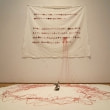 牛島光太郎の作品『scene』。文字を刺繍した物語性の強い作品。